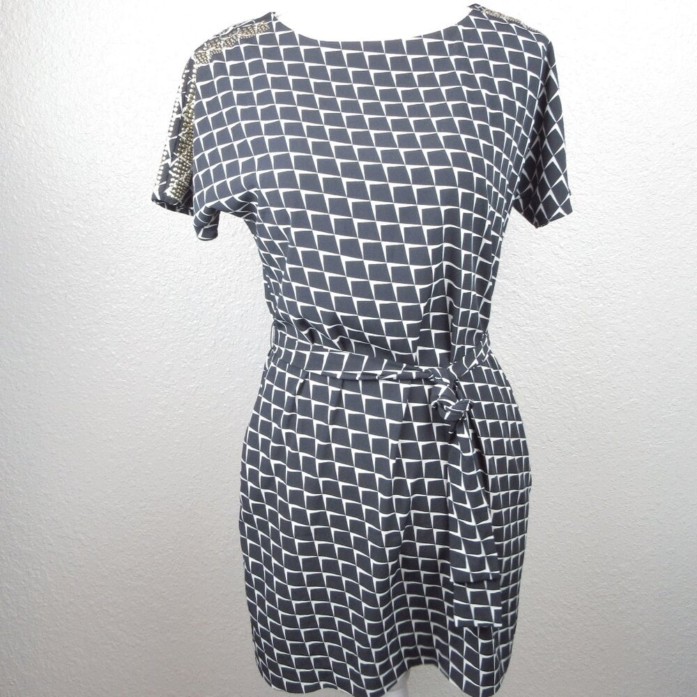 AX Armani Exchange Dress Women's Size S Geometric Pattern Gold Embellishment Wit